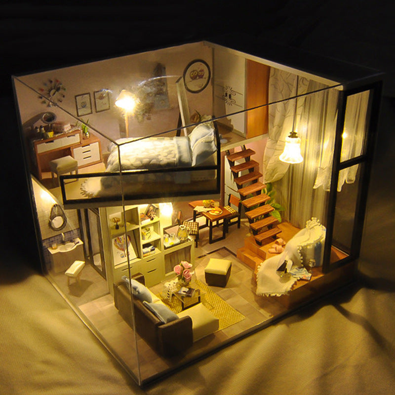 Children’s Miniature DIY Dollhouse – Creative Wooden Model for Ages 8+