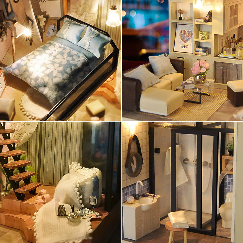 Children’s Miniature DIY Dollhouse – Creative Wooden Model for Ages 8+