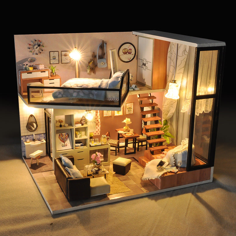 Children’s Miniature DIY Dollhouse – Creative Wooden Model for Ages 8+