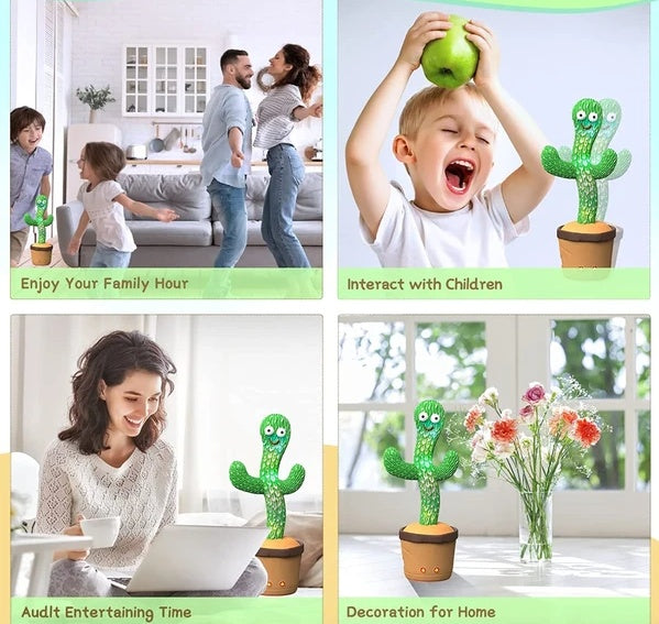 Dancing Cactus Plush Toy Doll Electronic Recording Shake With Song Funny Gift US