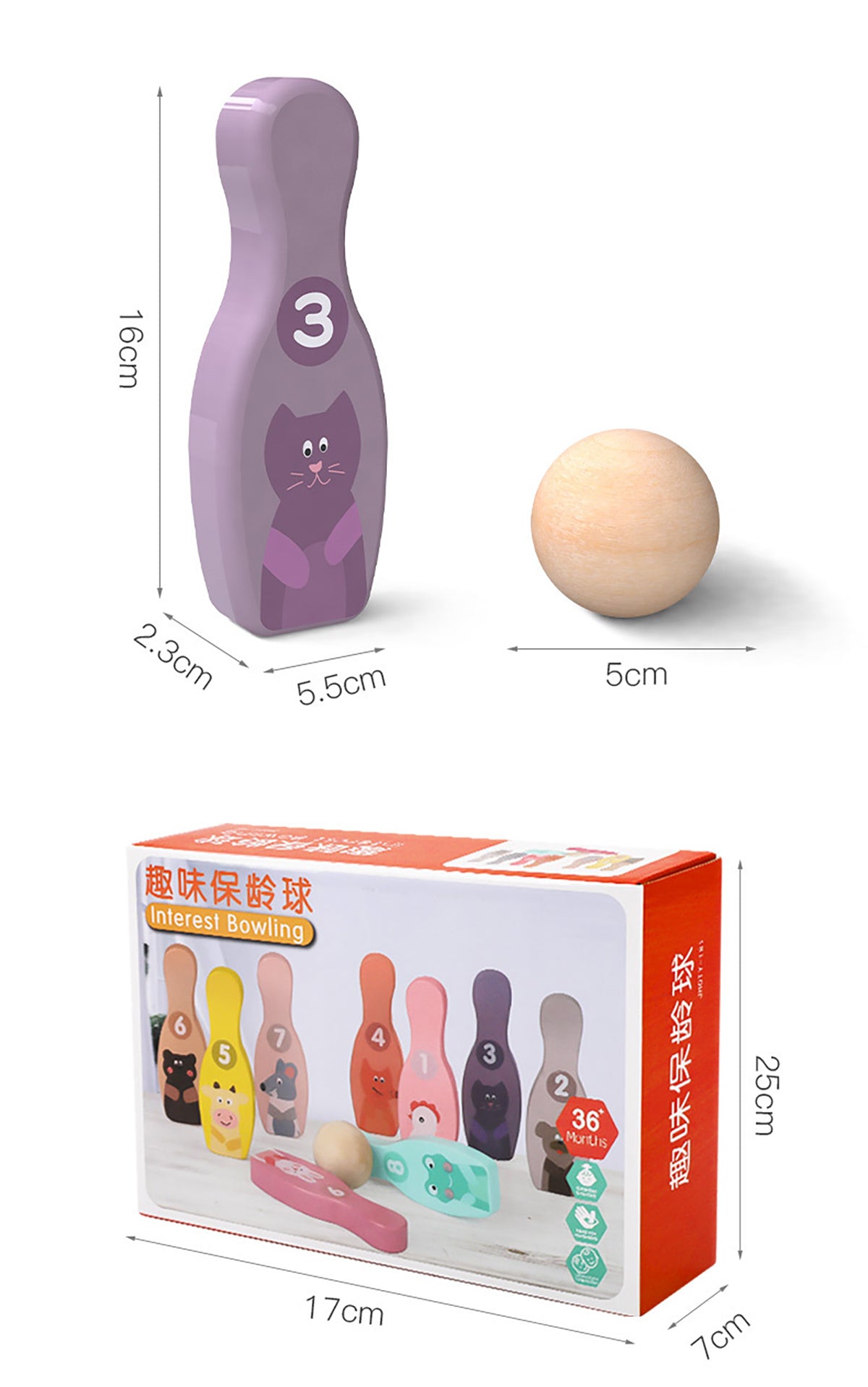 Bunny Wooden Bowling Pins for Toddlers