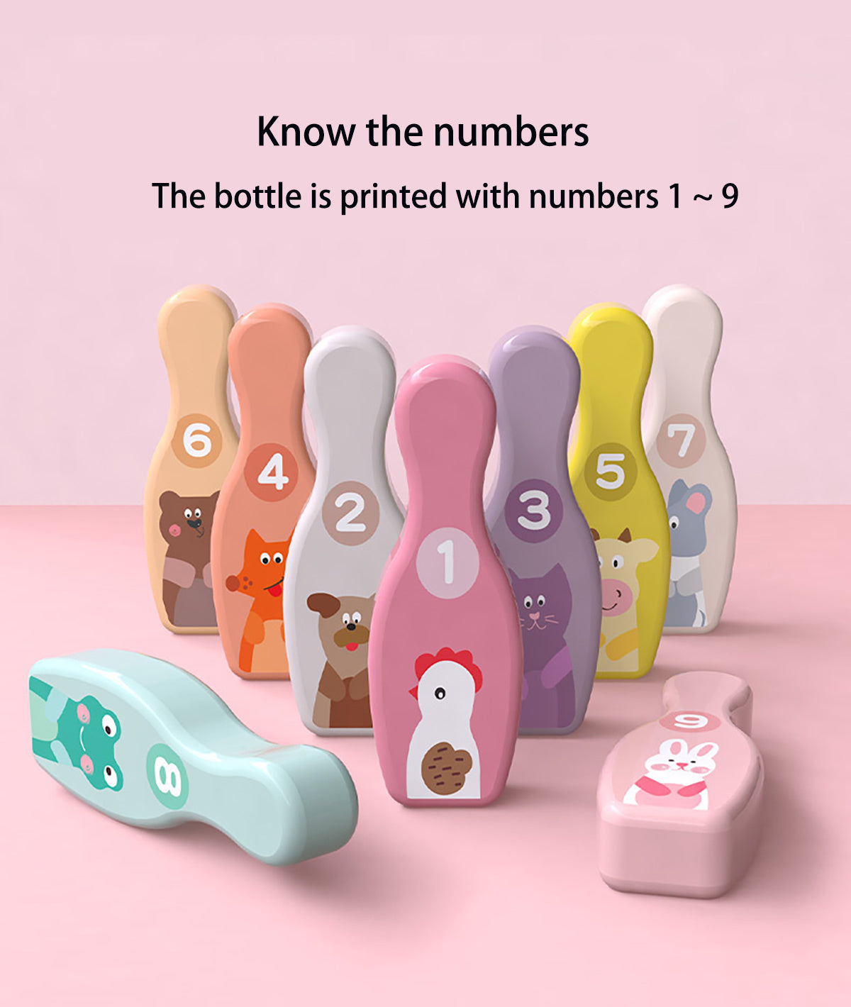 Bunny Wooden Bowling Pins for Toddlers