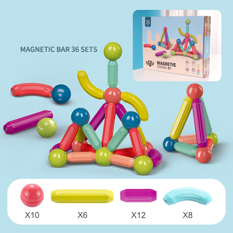 Magnetic Stick Building Blocks Set for Kids – Creative STEM Construction Toy with Colorful Magnet Rods & Balls