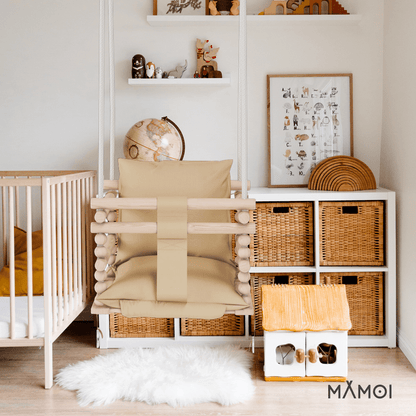 MAMOI Baby swing, Child swing, Swing for children Swing 3 in 1 + SAFETY Belt, Baby swing, Baby swing and swing seat, Children's swing Wood Indoor Outdoor-3