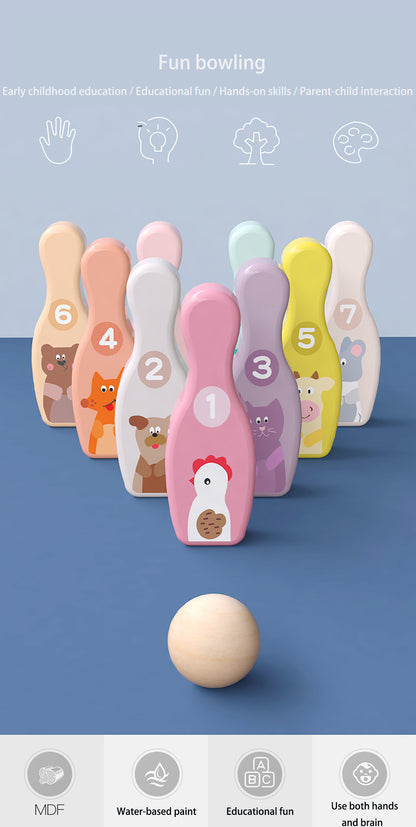 Bunny Wooden Bowling Pins for Toddlers