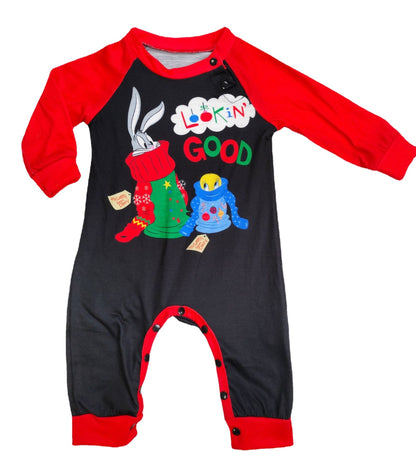 Holiday Pajamas Red Suit Cute Spliced Pattern