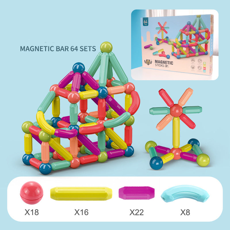 Magnetic Stick Building Blocks Set for Kids – Creative STEM Construction Toy with Colorful Magnet Rods & Balls