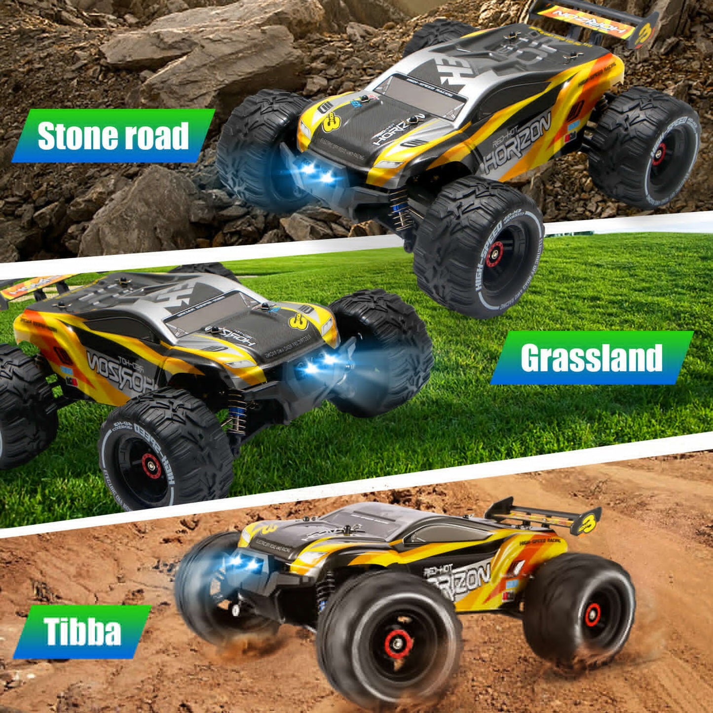 High Speed 50 Kmh RC Car, RC Monster Truck, 4WD All Terrain Off-Road Remote-Control Car